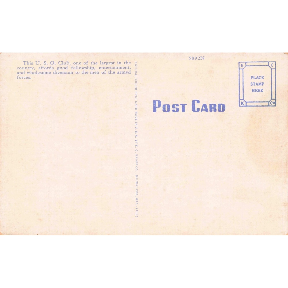 Vintage 1951 Postcard USO Club Auditorium Anniston Alabama Military - Picture 2 of 2